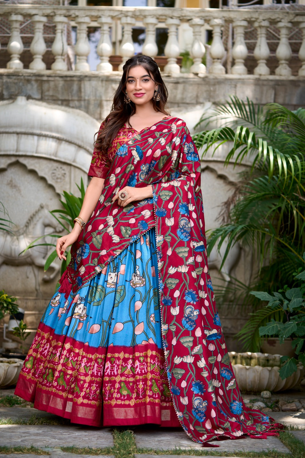 Heritage & Elegance Patola Printed Combination Tussar Silk Lehenga Choli