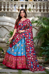 Heritage & Elegance Patola Printed Combination Tussar Silk Lehenga Choli