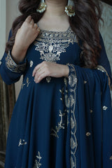 Party-wear Georgette Sequence Embroidery Work Gown