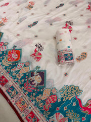 Beautiful Luxurious Pachmina Dyed Vantara Piping Saree
