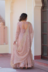 Beautiful Fendy Chiffon Rich Sequence & Zari Embroidered Gown