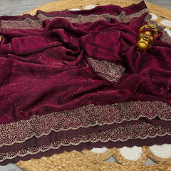 Beautiful Trending Space Silk Zarkhan Work Saree