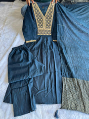 Beautiful Roman Silk Embroidery With Sequence Work Dress