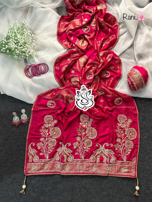 Beautiful Pure Dola Moti Hand Work Saree