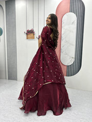 Beautiful Indo Western Fendy Heavy Embroidery Thread & Sequence Work Lehenga