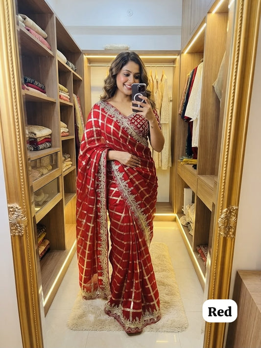 Beautiful Soft Viscos Gotafoil Work Saree