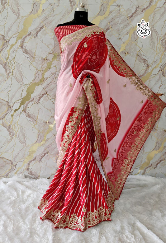 Beautiful Shiny Silk Digital Printed Saree