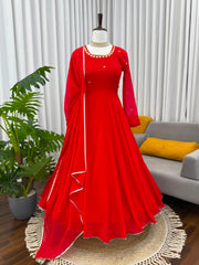 Beautiful Georgette Real Mirror Handwork Gown
