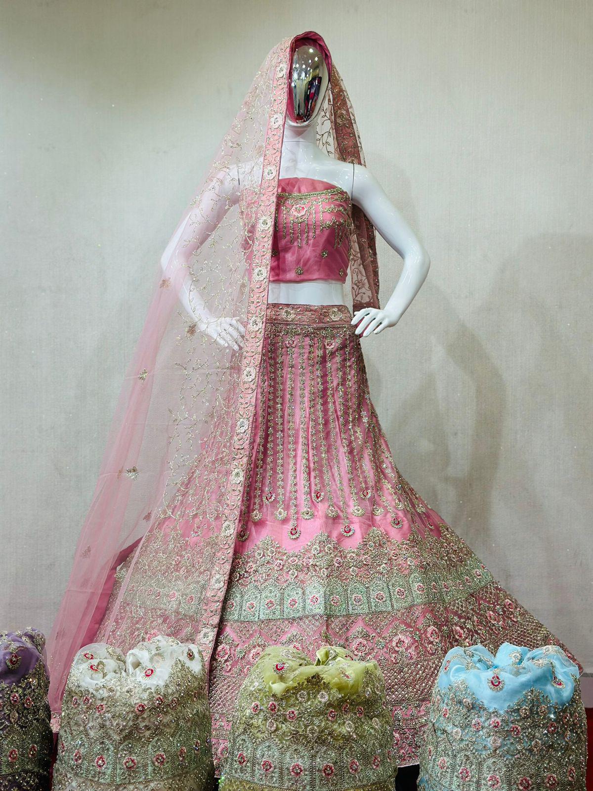 Heavy Multi Work Zarkan Work Bridal Lehenga Choli