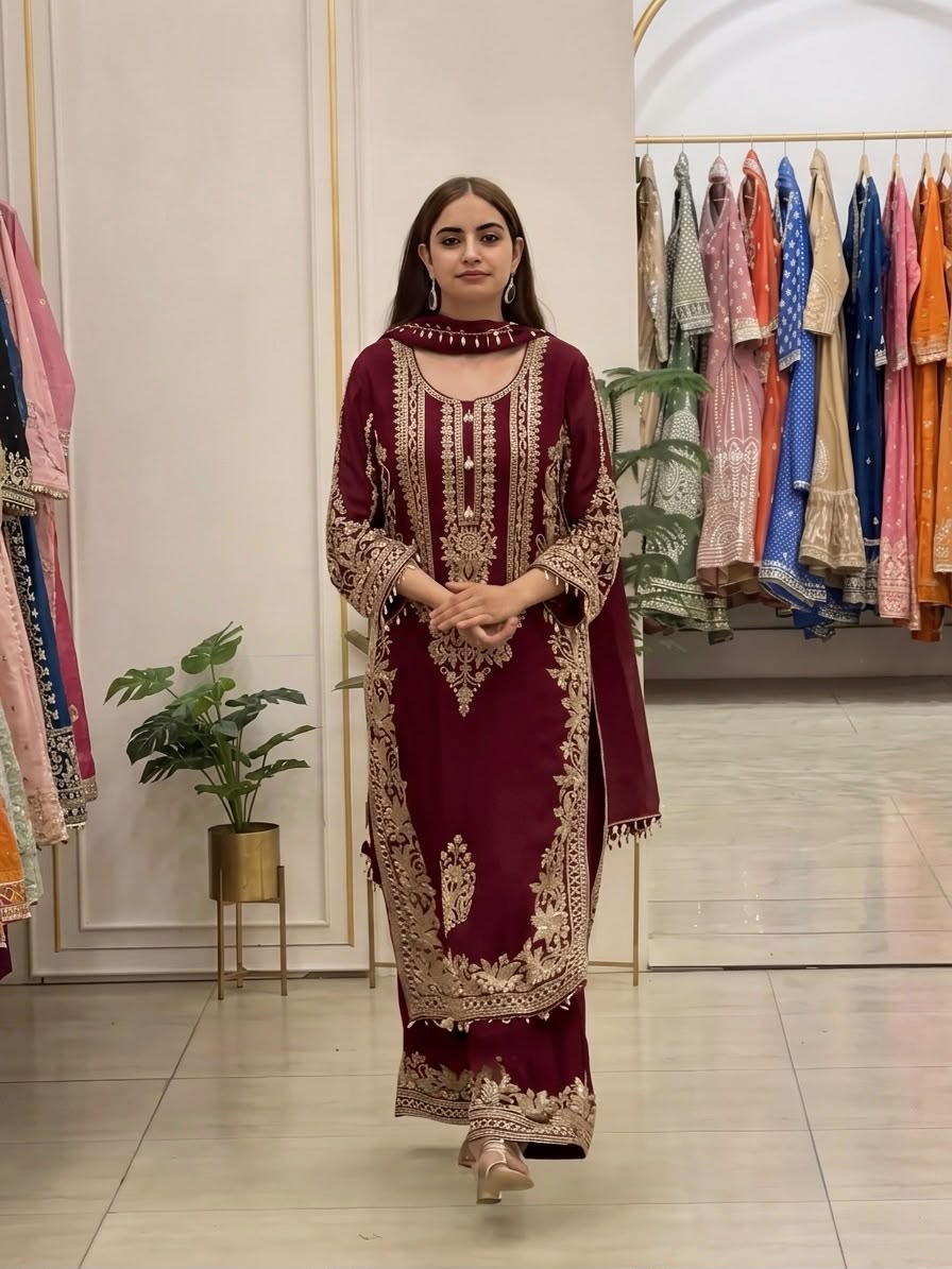 Designer Georgette Embroidery Sequence Work Salwar Suit