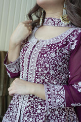 Wedding Special Georgette Embroidery & Sequence Work Top With Palazzo
