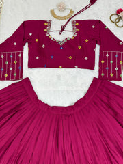 Beautiful Reyon Digital Printed With Real Mirror Work Lehenga Choli