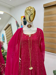 Party-wear Designer Georgette Embroidery Sequence Work Gown