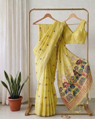 Beautiful Soft Muga Floral Type Rich Weaving Pallu Saree