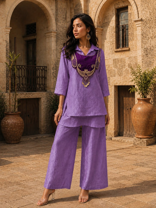 Beautiful Crunchy Silk Kurti Koti & Palazzo Set