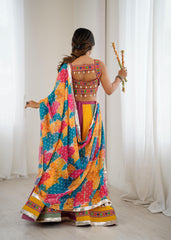 Beautiful Rayon Gamthi Thread Work With Real Mirror Work Lehenga Choli