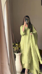Beautiful Trending Chinon Silk Cotton Thread Embroidery Work Dress