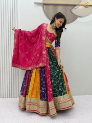 Navratri Special Milky Silk Embroidery Thread & Sequence Work Lehenga With Stitched Blouse