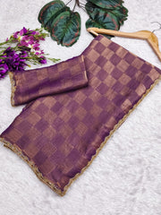 Beautiful Special Simmri Golden Box Pattern In Sapce Silk Saree