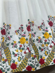 Party-wear White Chinon Silk Embroidery Sequence Thread Work Designer Lehenga Choli