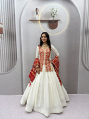 Festival Special Chinon Silk Embroidery Coding Sequence & Thread Work Lehenga With Kurti