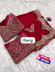 Beautiful Vichitra Silk Coding & Sequence Work  Saree