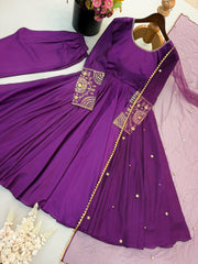 Festival Special Upada Silk Fully Flair Sequence & Embroidery Work Gown