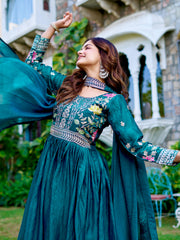 Festival Wear Fendy Silk Coding Sequence & Embroidery Work Long Gown