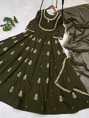 Party-wear Georgette Sequence Embroidery Work Gown