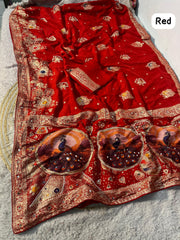 Beautiful Viscose Weaving With Rich Pallu Peacock Meena Work Saree