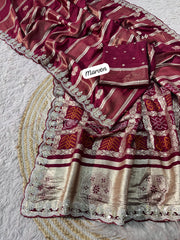 Beautiful Dola Silk Bandhej Pallu Work Saree