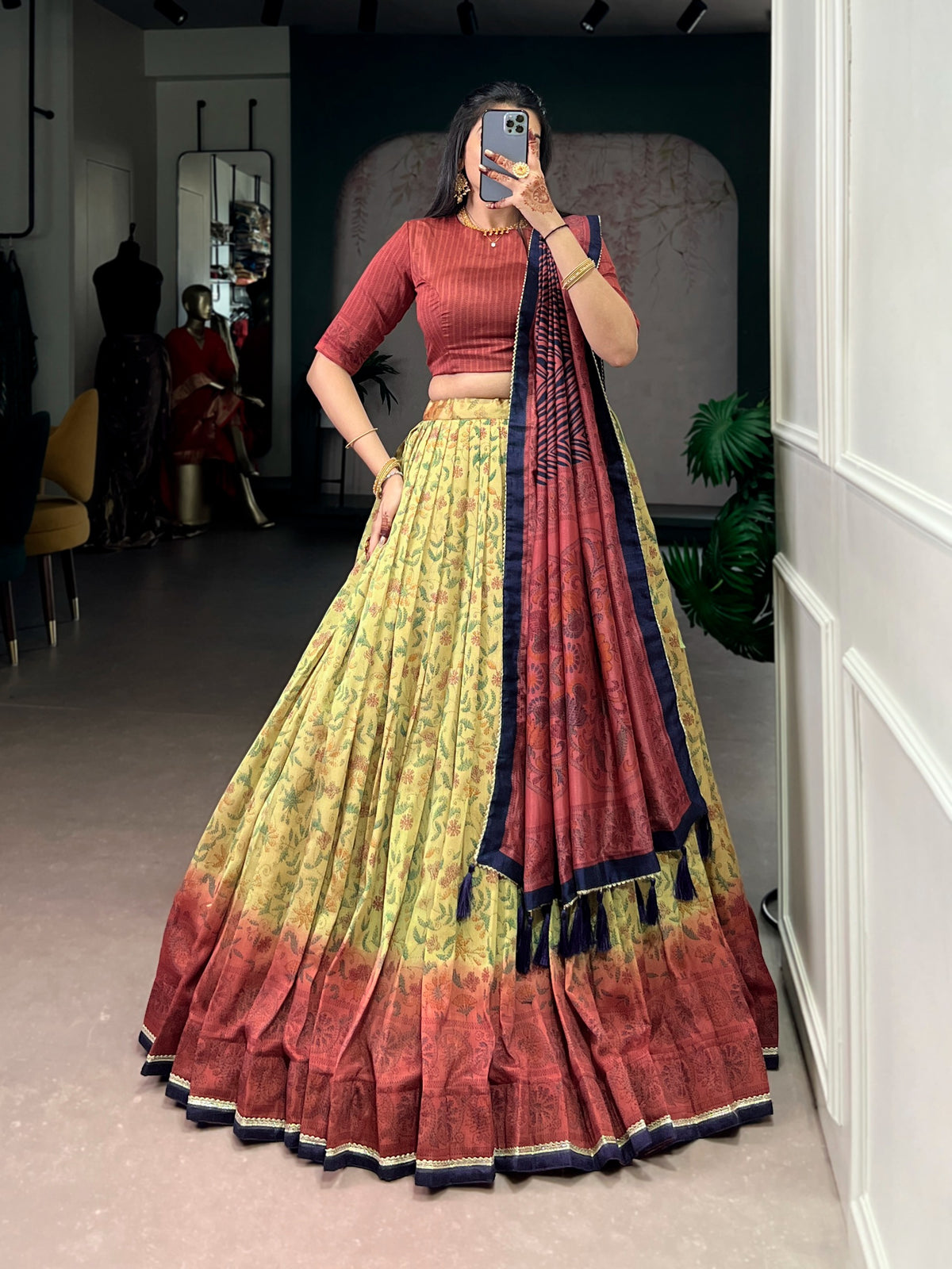 Beautiful Vichitra Silk Printed Lehenga Choli