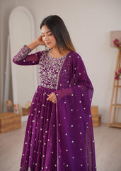 Beautiful Georgette Embroidery Work Gown