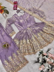 Party-wear Heavy Two Tone Fendy Satin Silk Sharara