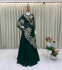 Designer Georgette Sequence Embroidery Work Lehenga With Shrug