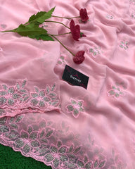 Beautiful Georgette Heavy Zari Work C-Pallu Saree