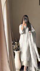 Beautiful Trending Chinon Silk Cotton Thread Embroidery Work Dress
