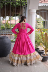 Party-wear Rayon With Kutchi Gamthi Thread Work Gown