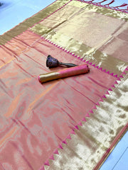 Pure Soft Tissue Silk Big Temple Boder Work Saree