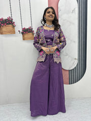 Stylish Indo-Western Pure Tissue Simmer Co-ord Set