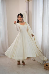 Festive Special mal Chanderi Silk Handwork & Mirror Lace Gown