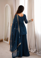 Party-wear Trendy Crunchy Silk Embroidery Sequence Work Sharara