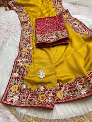 Beautiful Soft Chinon Silk Intricate Bandhej Saree