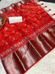 Elegance & Tradition Organza Silk Embroidery All Over Saree