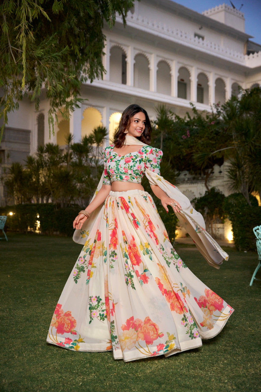 Beautiful Stylish Floral Printed Georgette Lehenga Choli