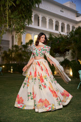 Beautiful Stylish Floral Printed Georgette Lehenga Choli