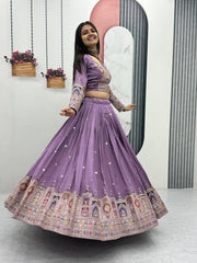 Festival Pure Vichitra Silk Embroidery Coding Sequence & Thread Work Lehenga Choli