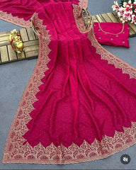 Beautiful Superhit Blooming Vichitra Silk Saree