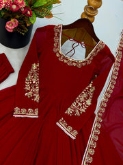Party-wear Georgette Embroidery Sequence & Moti Work Gown
