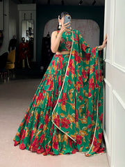 Beautiful Vibrant Floral Marble Printed Lehenga Choli